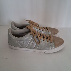 Gola Sneakers Women's 8 Canvas Low Top Tennis Metallic Gold Silver Comfort